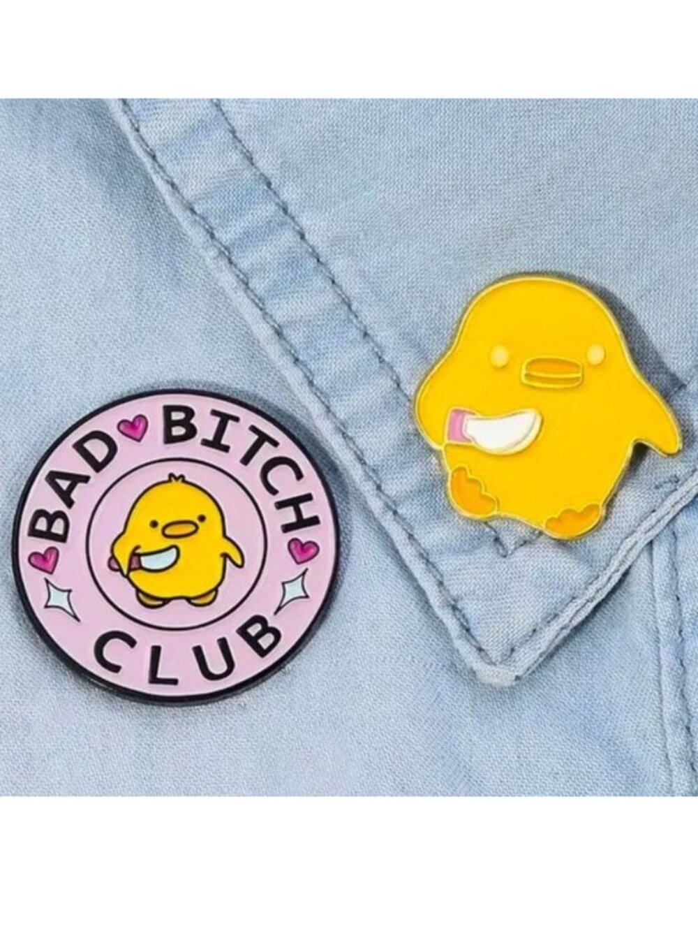 Pin 2 Bad B*tch Club Chick Duck Enamel Funny Knife Bag Charm Backpack Whimsical